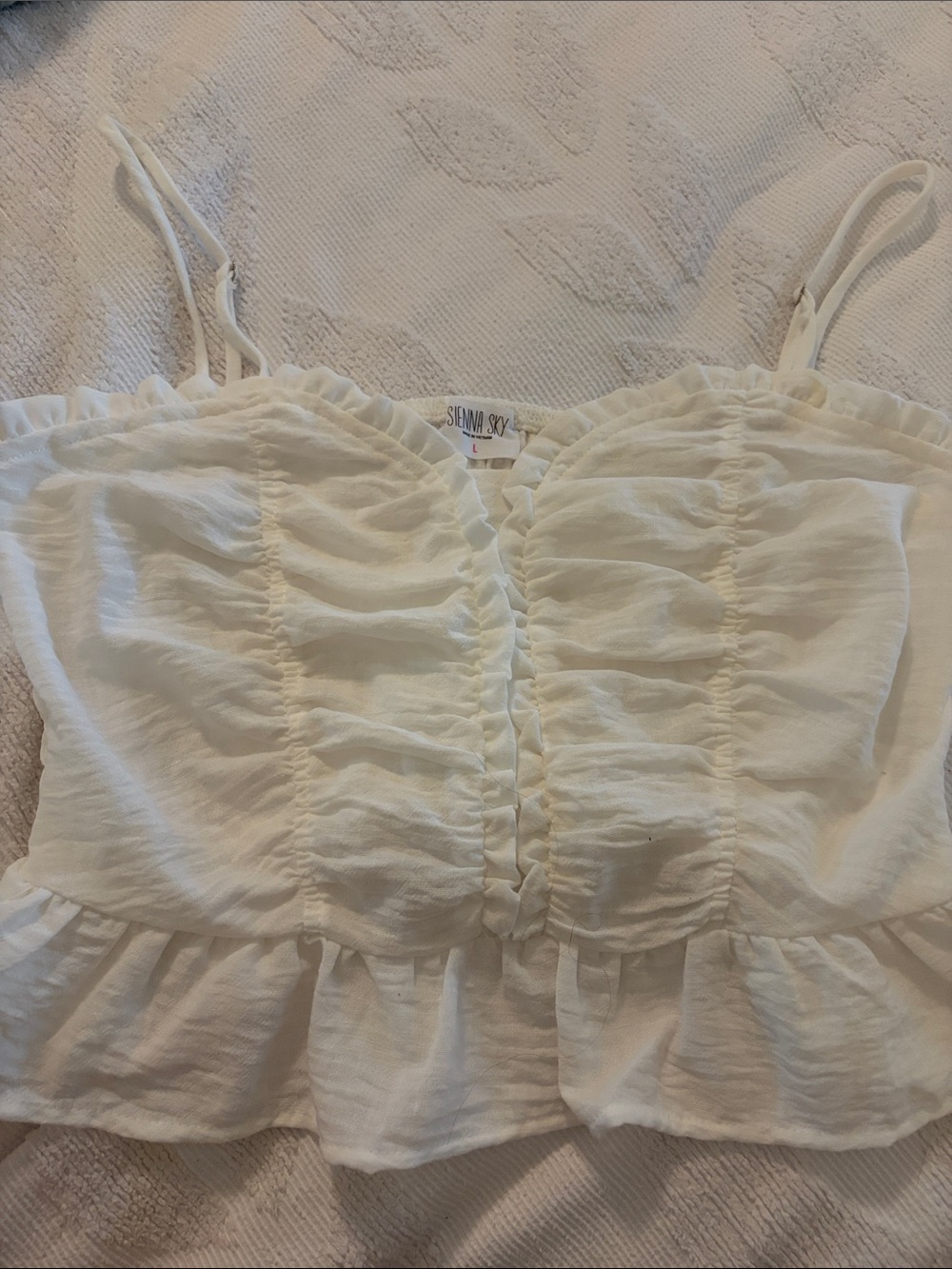 Sienna Sky Ivory Ruffled Ruched Camisole